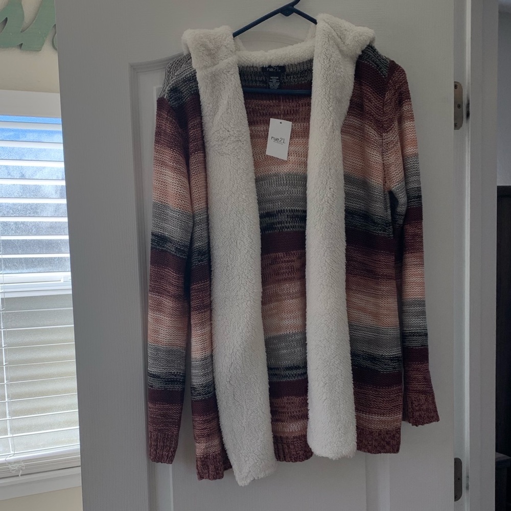 Hooded Sherpa lined cardigan